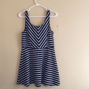 Black and white striped skater girl dress